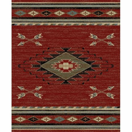 MAYBERRY RUG 5 ft. 3 in. x 7 ft. 3 in. American Destination Arrowhead Area Rug, Red AD7760 5X8